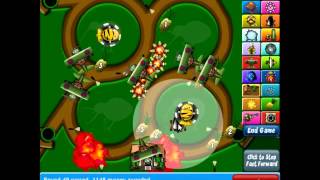 Bloons Tower Defense 4 Walkthrough Track 5 Hard No Lives Lost [upl. by Tattan]