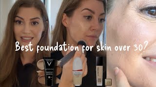 Foundation review for 30 testing Sisheido revitalessence Vichy and Lancome teint idole ultra wear [upl. by Aer]