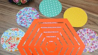 How to make a patchwork hexagon with circular fabric without using a template [upl. by Celesta]