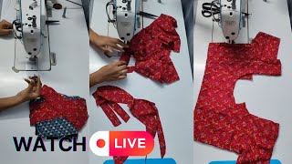 FullLength Blouse Cutting and Stitching Tutorial  Live Sewing DIY for Beginners [upl. by Maggy]