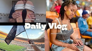 VLOG Lets go watch Chiefs play against Sundowns FNB Stadium Mini try on haul Not a happy ending [upl. by Carli379]