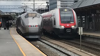 Norwegian Trains At Skoyen Station Oslo [upl. by Adnahc]