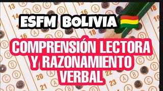 RAZONAMIENTO VERBAL Y COMPRENSION LECTORA  ESFM BOLIVIA [upl. by Xavier]