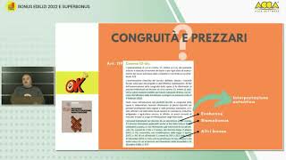 Bonus edilizia e asseverazione congruità dei prezzi estratto webinar 30 dicembre 2021 [upl. by Leboff]