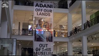 Huge banner and protest at Science Museum ahead of Adani gallery opening [upl. by Modesty]