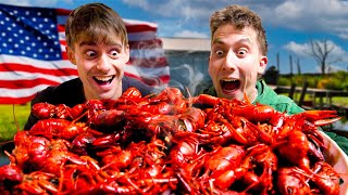 Two Brits try Louisiana Crawfish Boil for the first time [upl. by Ryan]