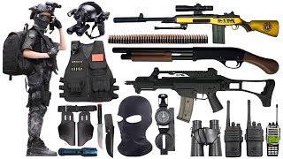 Unboxing special police weapon toy gun set G36 assault rifle M14 automatic rifle M870 shotgun [upl. by Gide]