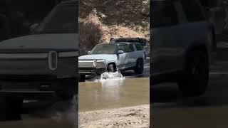 Water fording with the Rivian R1S on San Jacinto trail California rivianr1s waterford [upl. by Knutson]