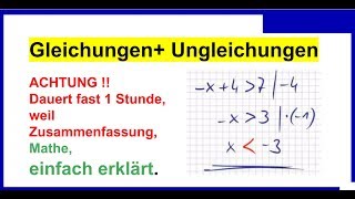 Gleichungen Ungleichungen lösen ist einfach Crashkurs darum 1 Unterrichtsstunde [upl. by Noicpecnoc490]