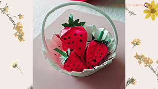 Paper Cup Basket amp Strawberry  DIY  How to fill your basket with Strawberries [upl. by Vasilek]