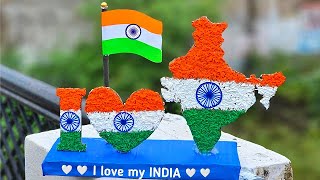 Independence day special craft ideas 2023  INDIAN Map 3D craft idea  INDIAN flag making easy [upl. by Kathryn]