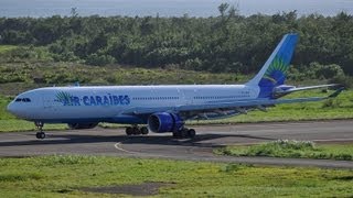 View from control Tower  Various Takeoff and landings on Martinique B777 A330 [upl. by Lail]