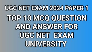 ugc net exam paper 1 top 10 MCQ question and answer for ugc net [upl. by Scutt]