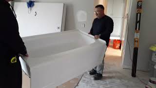 How to install new bathtub in tight spaces [upl. by Nennarb591]