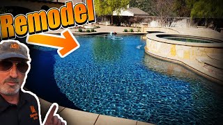 REMODEL New tropics blue mini pebble plaster in Dallas TX Ep6 [upl. by Ezarras]