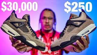 30000 Rare Air Jordan Travis Scott Mocha vs Taupe Haze 4 [upl. by Enilekaj]