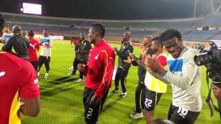 Ghana players sing before their World Cup playoff against Egypt in Cairo [upl. by Otrebron]