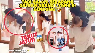 Duhh TAKUT JATUH‼️ Baru Pertama Kali Abang L SENANG BANGET Diajak MAIN TERBANG DIGENDONG Papa Billar [upl. by Anuahsar865]