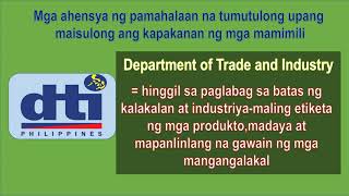 Yunit 1 Aralin 5 Pagkonsumo 5 consumer protection agencies [upl. by Narra639]