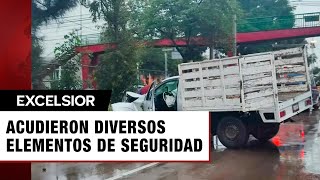 Lluvia y exceso de velocidad provocan aparatoso accidente en CDMX [upl. by Marjy47]