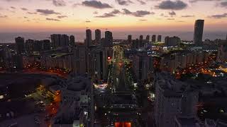 Night Ashdod Israel 4k Drone Mavic [upl. by Ode]