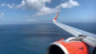 Easy Jet Airbus A320 NEO aborted windy landing and go round at Santorini Thira airport May 2019 [upl. by Selhorst]