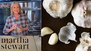 Martha Shares Her New and Improved Method for Peeling Garlic  Cooking Tips  Martha Stewart [upl. by Noivaz]