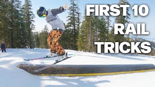 The 10 First Rail Tricks To Learn On Skis [upl. by Aroc203]