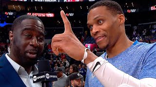 Russell Westbrook made a Number 1 Gesture in his postgame interview after beating the Lakers 🎤 [upl. by Ecyar]