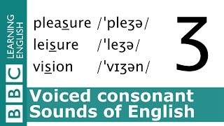 English Pronunciation 👄 Voiced Consonant  ʒ  pleasure leisure and vision [upl. by Grane]