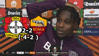 JEREMI FRIMPONG COMIC IN INTERVIEW LEVERKUSEN vs ROMA 22 42 [upl. by Aramois]