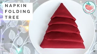 Napkin Folding Tutorial  Christmas Tree Napkin Fold  EASY Folding for Dinner Tables OrigamiTree [upl. by Afatsum]