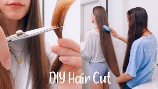 CUTTING OUR LONG HAIR AT HOME using Brad Mondos Method [upl. by Eneleh]