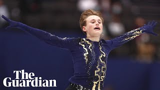 Teenage figure skater Ilia Malinin lands first quad axel in competition history [upl. by Aihsekyw261]