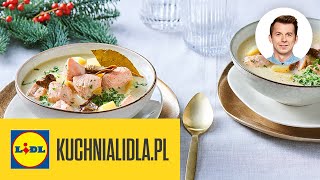 Zupa RYBNA pachnąca świętami 🐟 z łososiem i grzybami  Karol Okrasa amp Kuchnia Lidla [upl. by Mikaela]