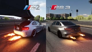 Audi rs3 vs Bmw M2 audirs3 bmwm2 assettocorsa sound gaming automobiles [upl. by Irahcaz110]