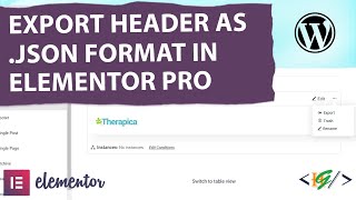 How to Export Header JSON File in Elementor Pro WordPress  JSON  Theme Builder [upl. by Lacim]