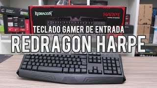 Redragon Harpe K503 « Teclado GAMER de entrada  ABNT2  Membrana  iluminação 7 cores  R 105 [upl. by Noyerb]