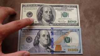 Comparing the new 100 US dollar Oct 2013 with the old 100 bill [upl. by Duquette778]