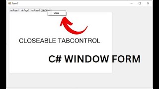 C Windows form  How to create Tabcontrol with close button [upl. by Leik]