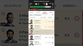 dream11 team kaise banaye MI Vs RCB dreem livestream dream11 [upl. by Yeoz]