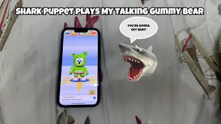 SB Movie Shark Puppet plays My Talking Gummy Bear [upl. by Idnir]