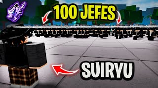 SUIRYU VS 100 JEFES EN THE STRONGEST BATTLEGROUNDS [upl. by Ahsineb]