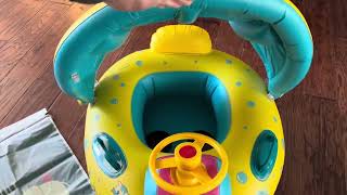 Inflatable Baby Swimming Pool Floats with Removable Sun Protection Canopy Review [upl. by Rollins]