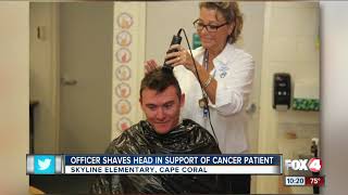 Officer shaves head in support of cancer patient [upl. by Yarehs893]