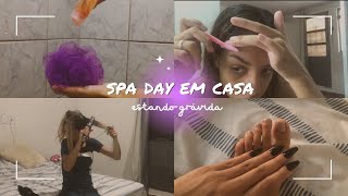 SPA DAY EM CASA cabelodepilaçãoskin caresobrancelha e cílios ✨🤍 [upl. by Dacie237]