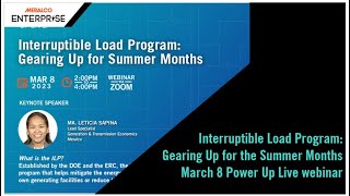 Interruptible Load Program Gearing Up for the Summer Months – March 8 Power Up Live webinar [upl. by Arimak]