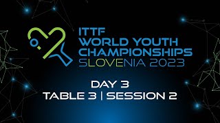 LIVE  T3  Day 3  ITTF World Youth Championships 2023  Session 2 [upl. by Eniron]