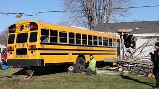 Schoolbus crashes into Holmen home [upl. by Rialc]