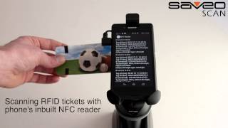 Saveo Scan scanning RFID tickets with Sony Xperia E3 [upl. by Ytitsahc]